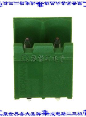 282822-2 端子块连接器2POS接头公引脚带罩5mm绿色垂直通孔