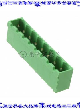 796636-8 端子块连接器8POS接头公引脚带罩5.08mm绿色垂直通孔