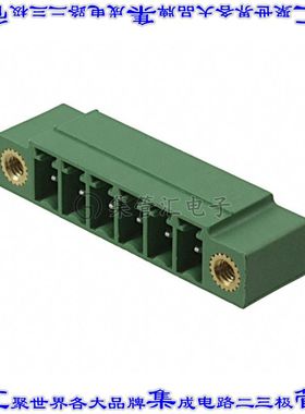 1847505 端子块连接器6POS接头公引脚带罩5.08mm绿色90DEG通孔