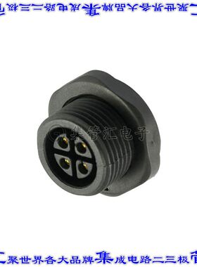 23004615-01 圆形连接器4POS插座母插口焊杯镀金面板安装