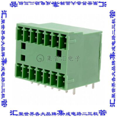 1843127 端子块连接器14POS接头公引脚带罩2排3.81mm绿色90DEG通