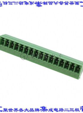 1827415 端子块连接器16POS接头公引脚带罩3.81mm绿色45DEG通孔