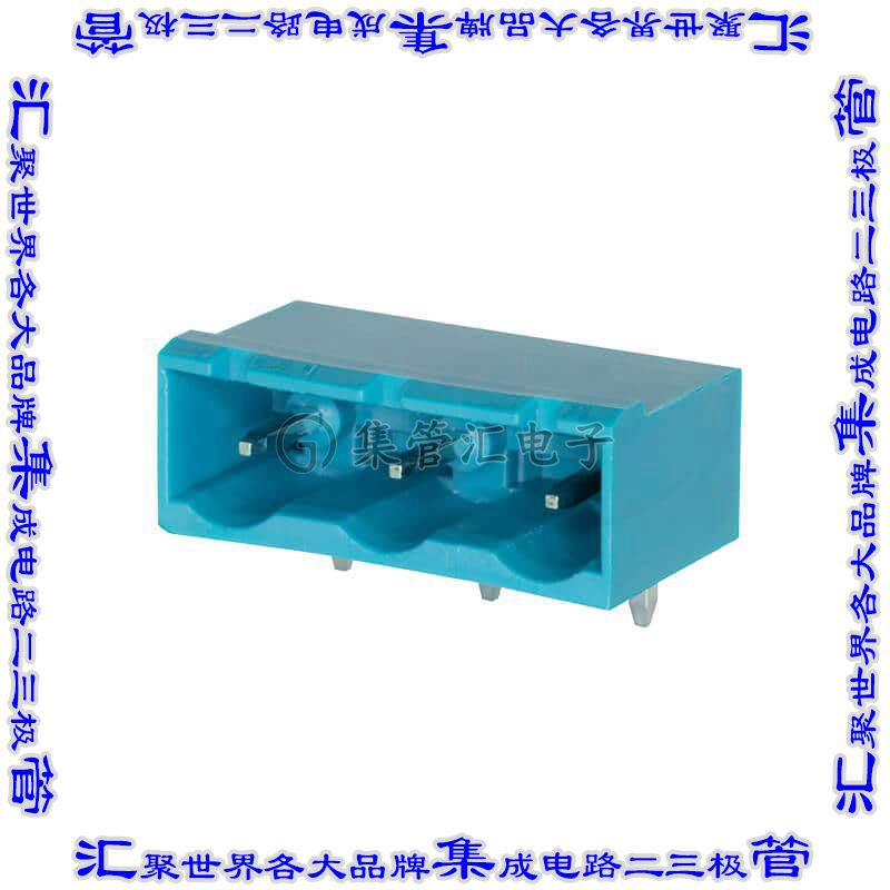 TBP05R1-762-06BE 端子块连接器6POS接头公引脚带罩7.62mm蓝色90D