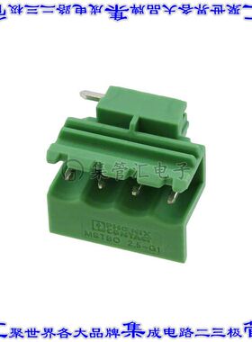 1861060 端子块连接器4POS接头公引脚带罩5mm绿色90DEG通孔