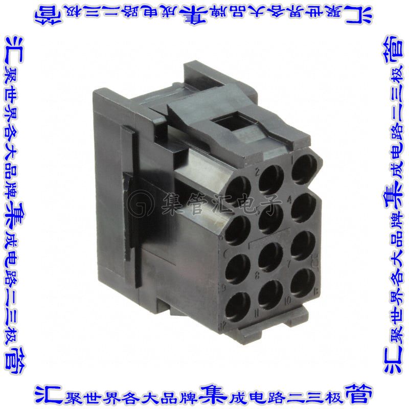 TST12RA00 矩形连接器外壳12POS插座4排5.08mm黑色面板安装