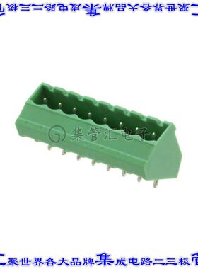 1767436 端子块连接器8POS接头公引脚带罩5.08mm绿色45DEG通孔