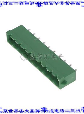 1936092 端子块连接器10POS接头公引脚带罩5.08mm绿色垂直通孔