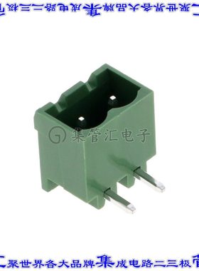 EM257502HC 端子块连接器2POS接头公引脚带罩5.08mm绿色90DEG通孔