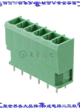 1804726 端子块连接器6POS接头公引脚带罩7.62mm绿色垂直通孔