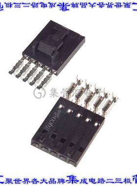 103957-4 矩形连接器5POS插座2.54mm母插口黑色IDC镀金自由悬挂