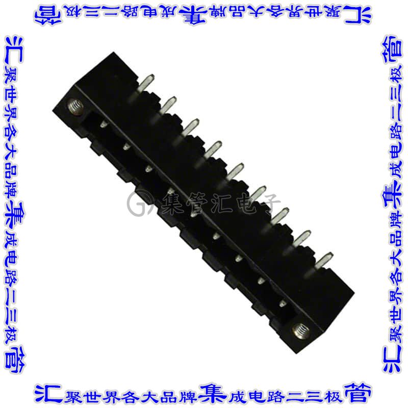 ELFH09210E 端子块连接器9POS接头公引脚带罩5.08mm黑色90DEG通孔