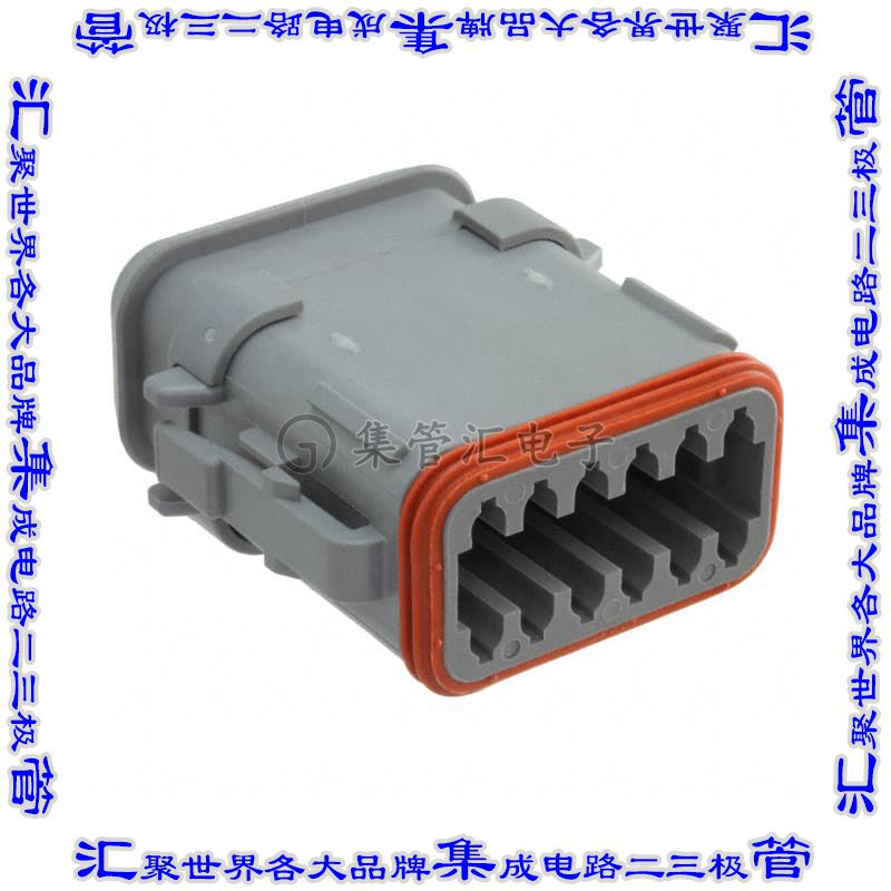 DT06-12SA-E008 矩形连接器外壳12POS插头2排母形插口灰色自由悬