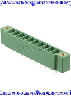 1830677 端子块连接器10POS接头公引脚带罩3.81mm绿色垂直通孔