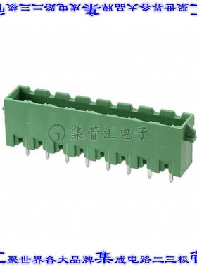 1936076 端子块连接器8POS接头公引脚带罩5.08mm绿色垂直通孔