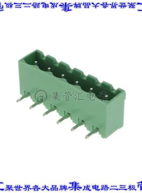 2350513-6 端子块连接器6POS接头公引脚带罩5mm绿色90DEG通孔