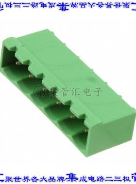 796644-6 端子块连接器6POS接头公引脚带罩5mm绿色90DEG通孔