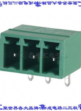 1803280 端子块连接器3POS接头公引脚带罩3.81mm绿色90DEG通孔