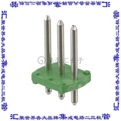 1986718-3 端子块连接器3POS接头公引脚无罩3.5mm绿色垂直通孔