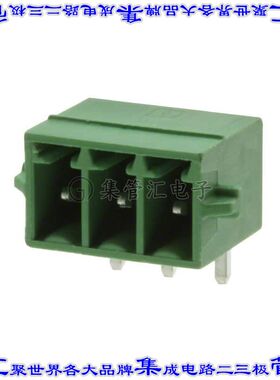 1731688 端子块连接器3POS接头公引脚带罩3.5mm绿色90DEG通孔