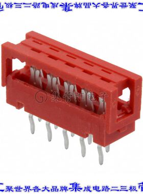 690207101072 连接器10POS带状电缆DIP针座2排1.27mm通孔IDC红色
