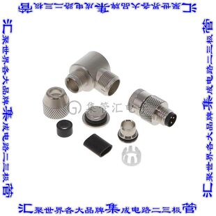 1436453 圆形连接器3POS插头公引脚焊杯镀金自由悬挂直角