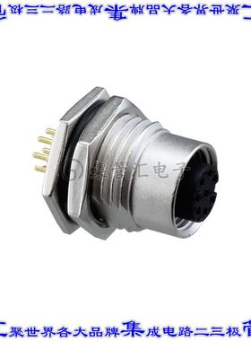 M12A-08PFFP-SF8002 圆形连接器8POS插座母插口焊接镀金面板安装