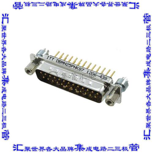 DBMN-25P-N-K87 连接器25POS插头公引脚2排D-Sub面板安装通孔