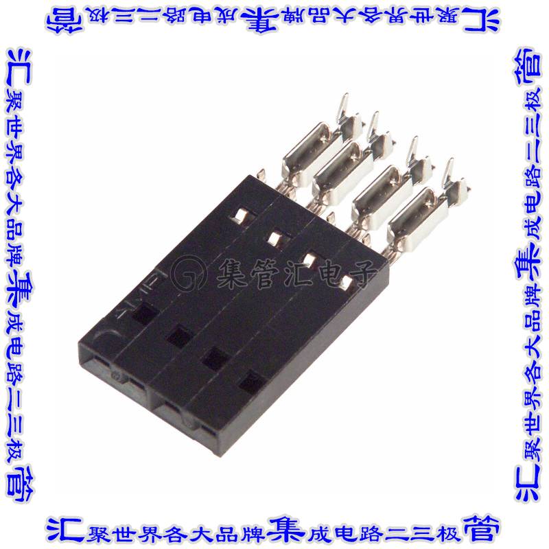 5-103976-3 矩形连接器4POS插座2.54mm母插口黑色IDC镀金自由悬挂