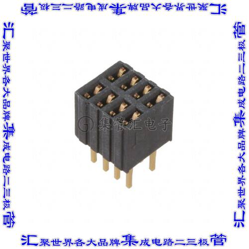 HRS-2B-08-GA 针座连接器8POS插座2排1.27mm叉状通孔直针镀金