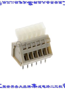 EM280206 线对板连接器6POS接线端子2.54mm通孔30角度带板