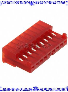 3-643813-9 矩形连接器9POS插座2.54mm母插口红色IDC锡自由悬挂直