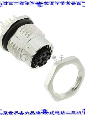 1424177 圆形连接器8(数据)插座母插口焊接镀金面板安装通孔