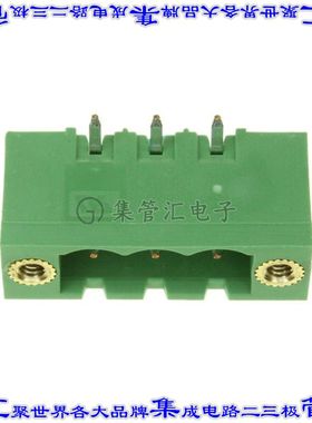 796864-3 端子块连接器3POS接头公引脚带罩5mm绿色90DEG通孔
