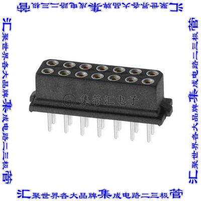 M80-8501442 针座连接器14POS插座2排2mm母形插口通孔直针镀金