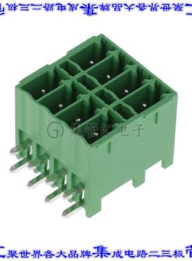 KE081151A000G 端子块连接器8POS接头公引脚带罩2排3.5mm绿色90DE