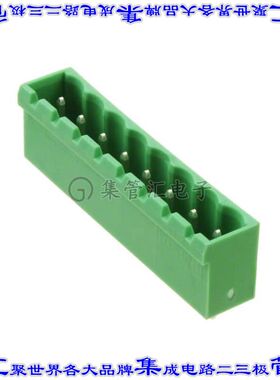 1755574 端子块连接器8POS接头公引脚带罩5mm绿色垂直通孔