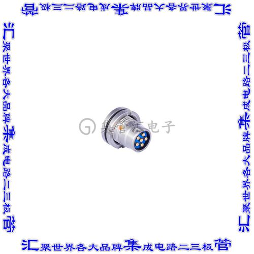 B283-FT1 圆形连接器6POS插座公形引脚焊接镀金面板安装通孔