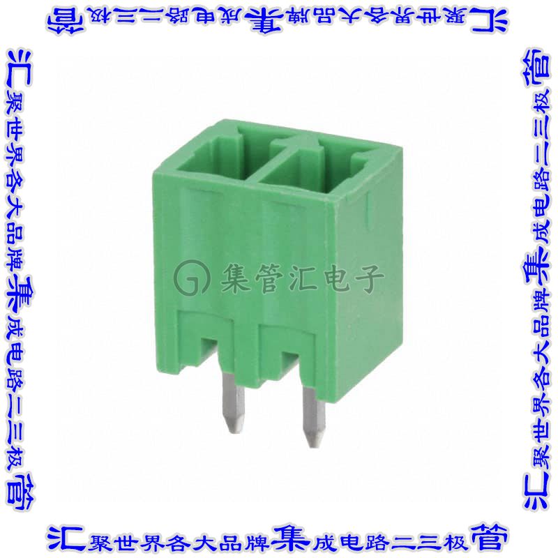 EB3-02-B-180 端子块连接器2POS接头公引脚带罩3.81mm绿色垂直通