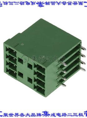 VL0831510000G 端子块连接器8POS接头公引脚带罩2排3.81mm绿色90D
