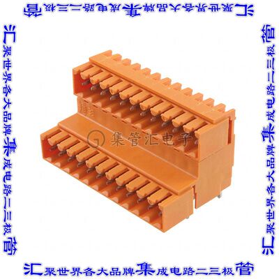 1642290000 端子块连接器24POS接头公引脚带罩2排3.5mm橙色90DEG