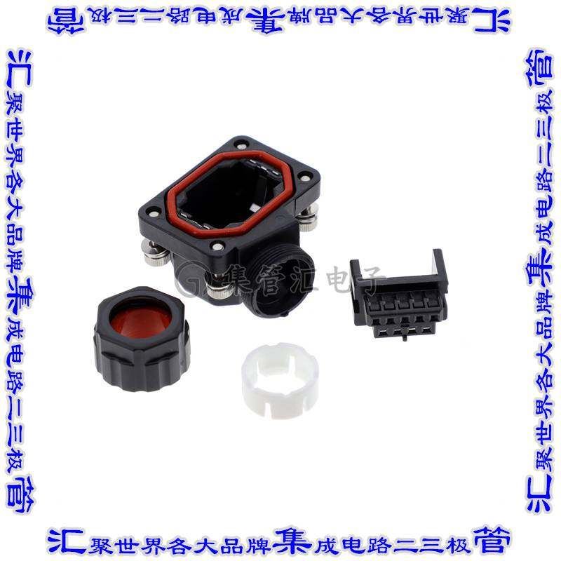 JN13FD09SN1 矩形连接器9POS插头2排母插口黑色压接镀金面板安装