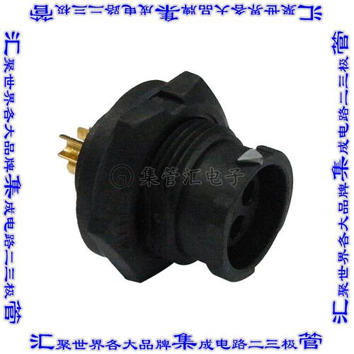 CB-04PMFS-QC8001 圆形连接器4(数据)插座母插口焊杯镀金面板安装