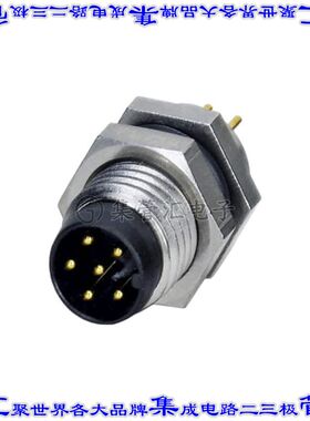 1436521 圆形连接器6POS插头公引脚焊接镀金面板安装通孔