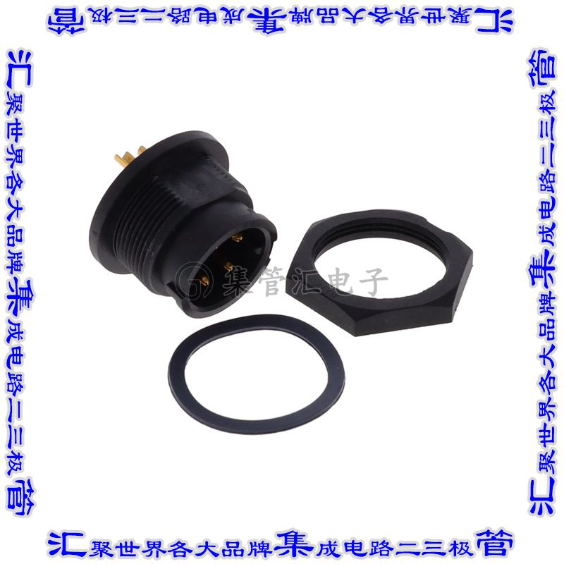 ACB-04PMMS-LC7001 圆形连接器4POS插座公形引脚焊杯镀金面板安装