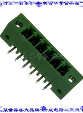284539-6 端子块连接器6POS接头公引脚带罩3.5mm绿色90DEG通孔