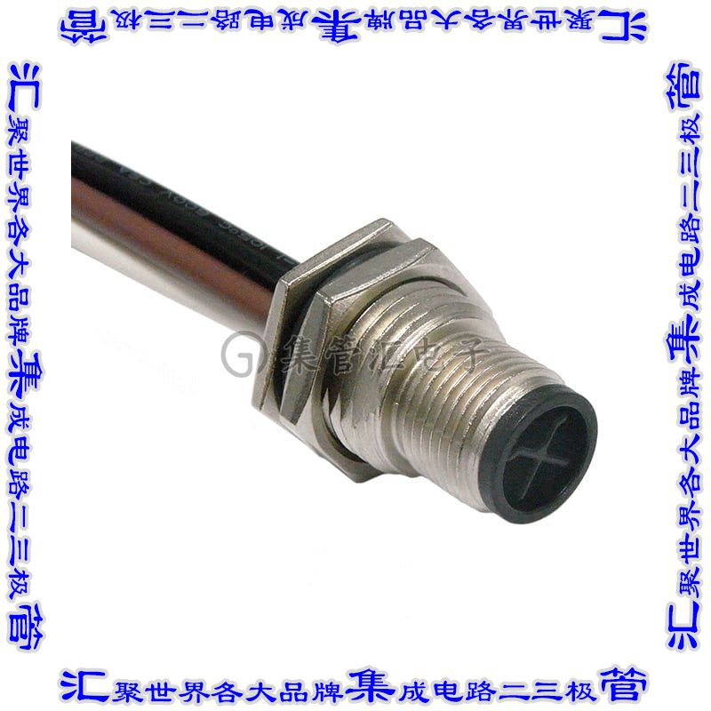 M12S-04PMMS-SF8B15 圆形连接器4POS插头公引脚导线引线镀金面板