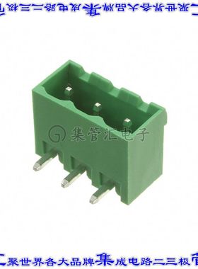 EBQA-03-C-C 端子块连接器3POS接头公引脚带罩5mm绿色90DEG通孔