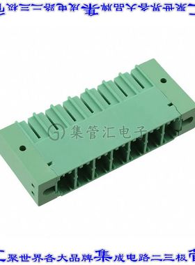 1721067 端子块连接器7POS接头公引脚带罩7.62mm绿色90DEG通孔