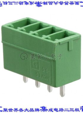 1843622 端子块连接器4POS接头公引脚带罩3.5mm绿色垂直通孔