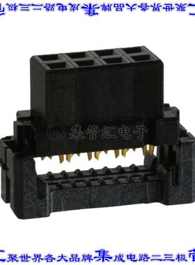 2-111626-4 矩形连接器8POS插座2排2mm母插口黑色IDC镀金自由悬挂